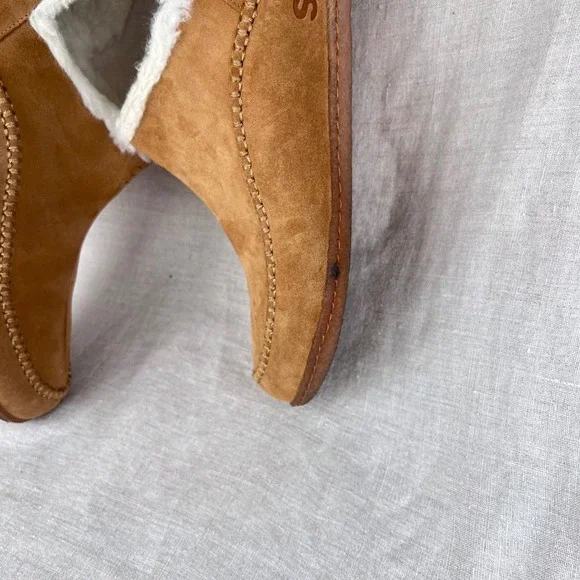 Sorel Manawan II Mens 13 Elk Natural Suede Faux Fur Lined Slippers NM3472-242 - Picture 11 of 11